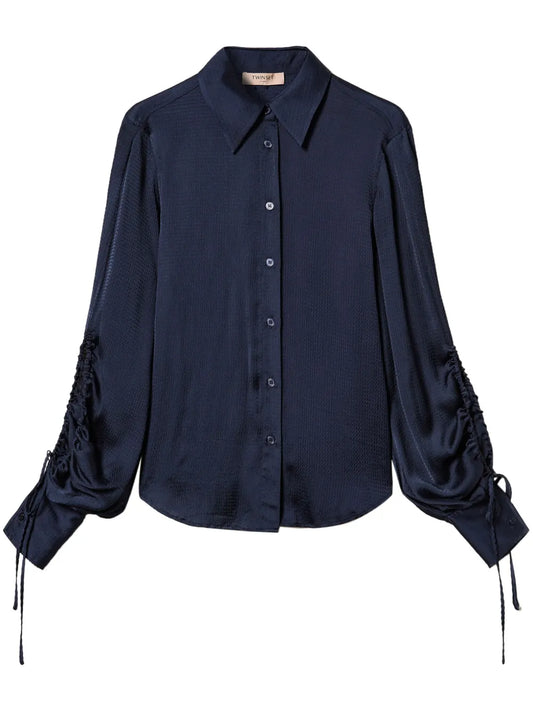 Cut-Out Detailing Satin Shirt