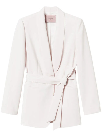 Oval T Chain Belted Blazer