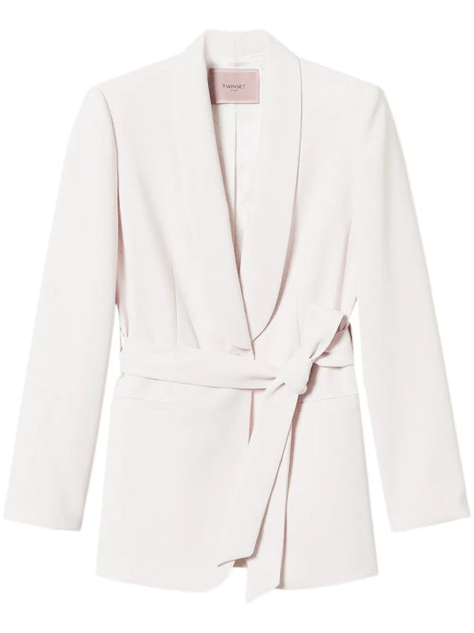 Oval T Chain Belted Blazer