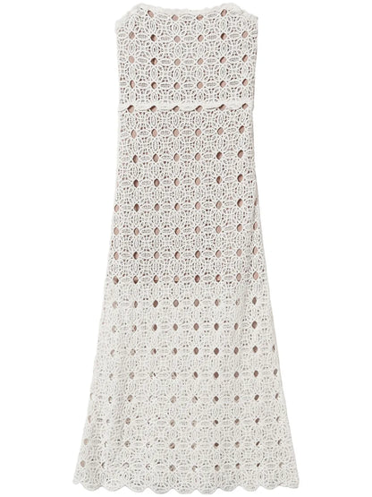 Crochet-Knit Bustier Midi Dress