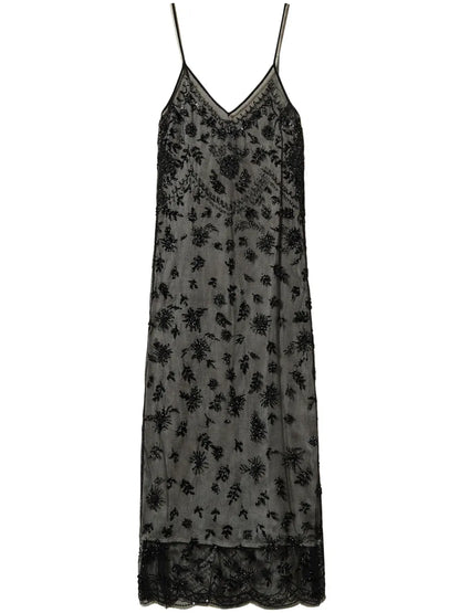 Embroidered-Design Midi Dress