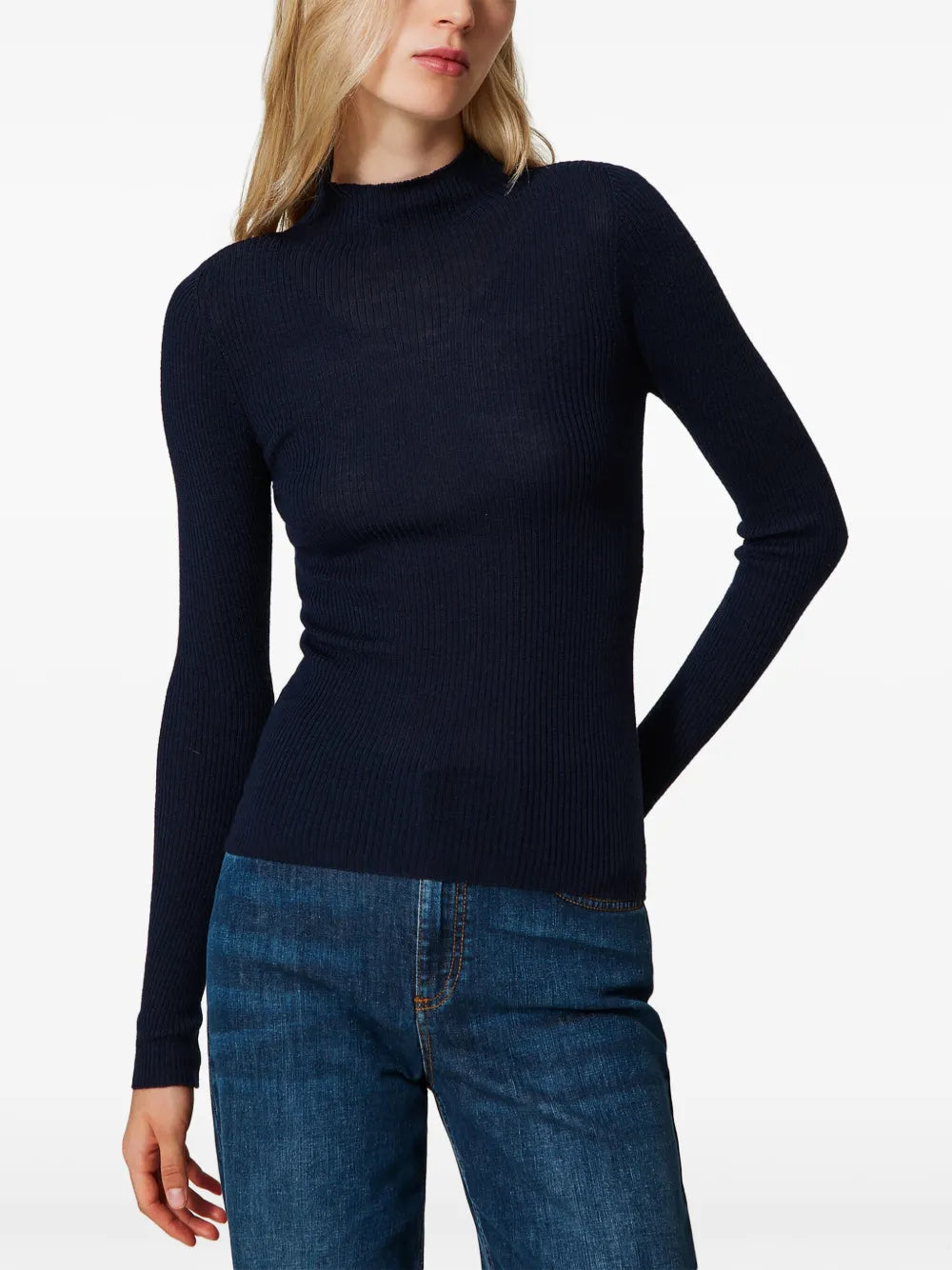 High-Neck Seamless Sweater