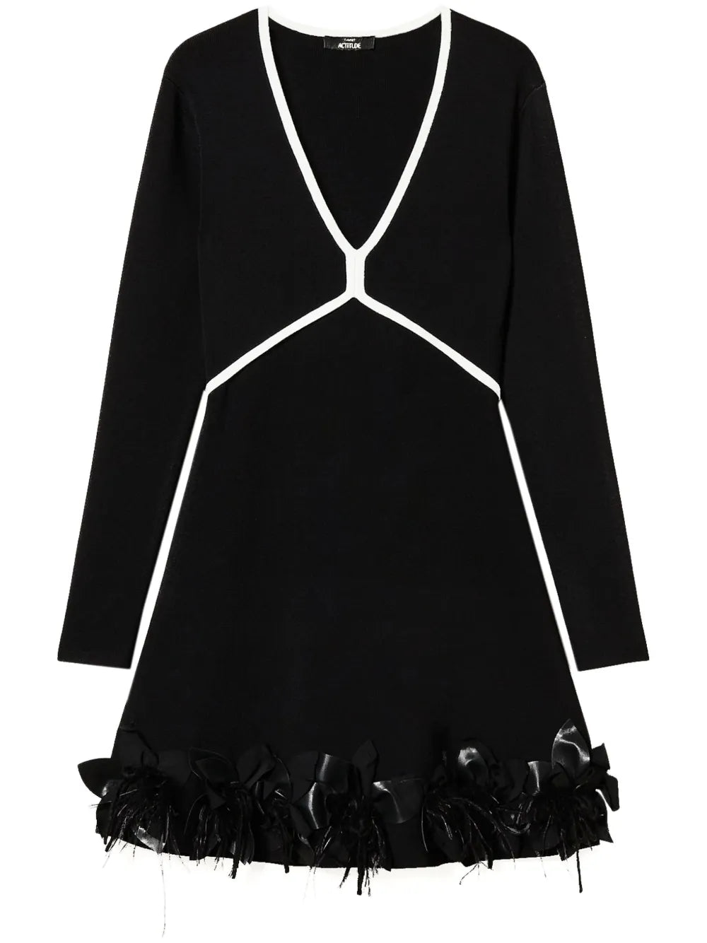 Feather-Detailing Mini Dress