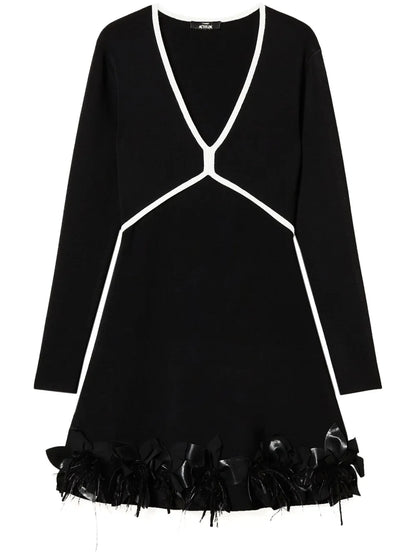 Feather-Detailing Mini Dress