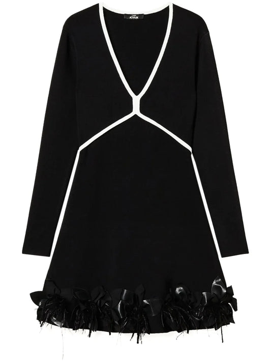 Feather-Detailing Mini Dress