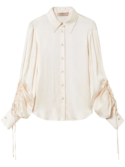 Cut-Out Detailing Satin Shirt