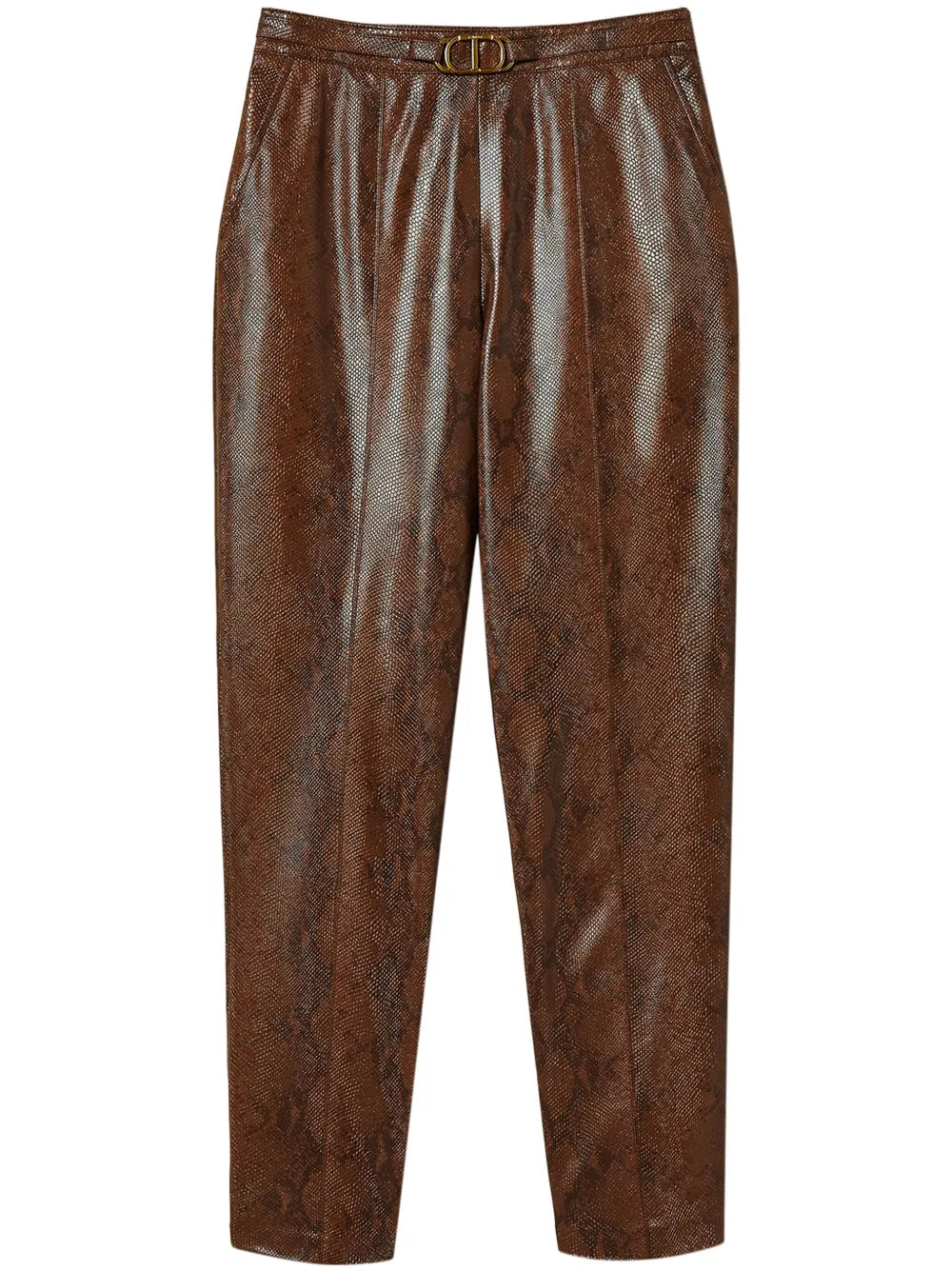 Snake-Effect Cropped Trousers