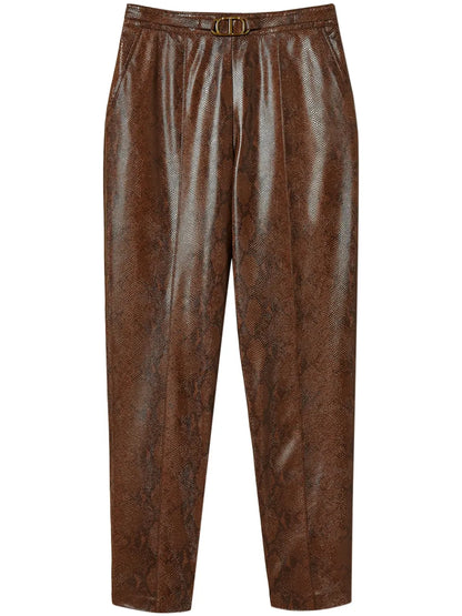 Snake-Effect Cropped Trousers