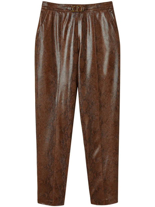 Snake-Effect Cropped Trousers