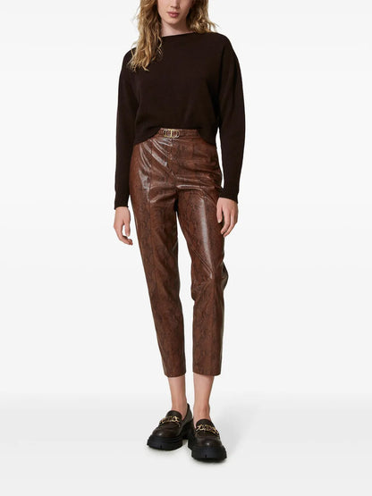 Snake-Effect Cropped Trousers