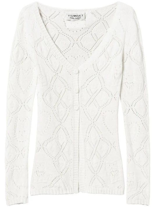 Pointelle-Knit Cardigan