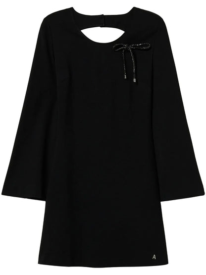 Rhinestone-Brooch Mini Dress