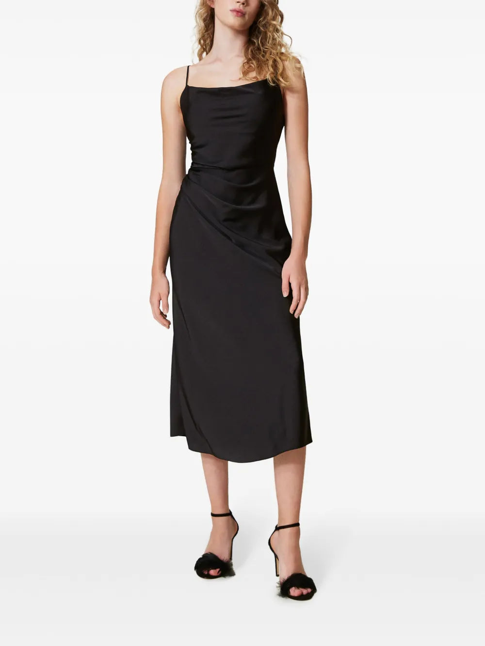 Satin-Weave Midi Dress