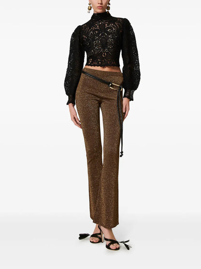 Lurex-Detailing Flared Trousers