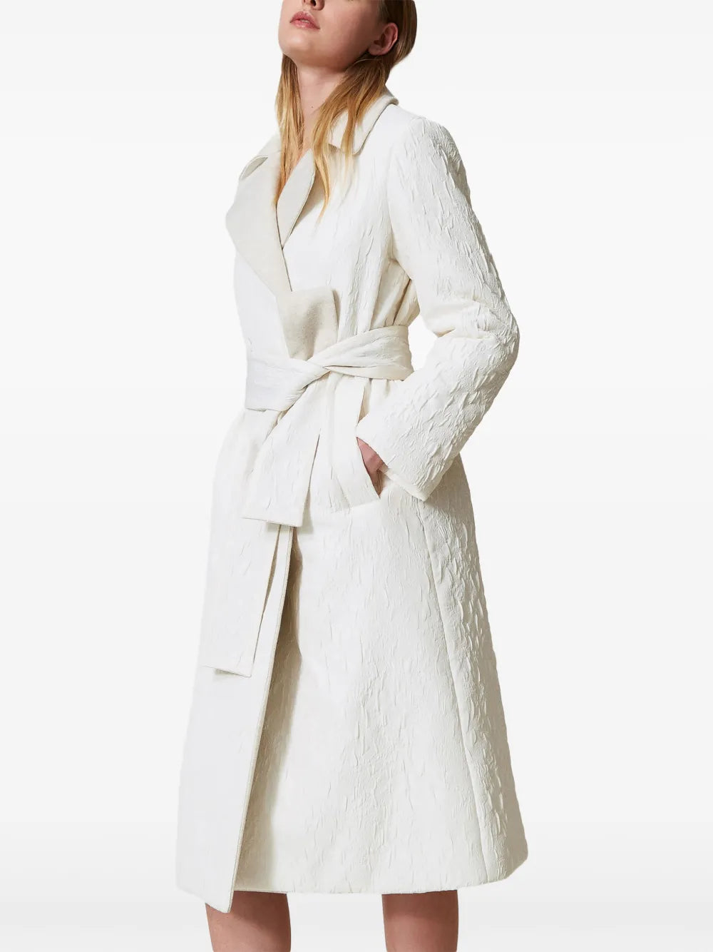 Embossed Double-Breasted Coat