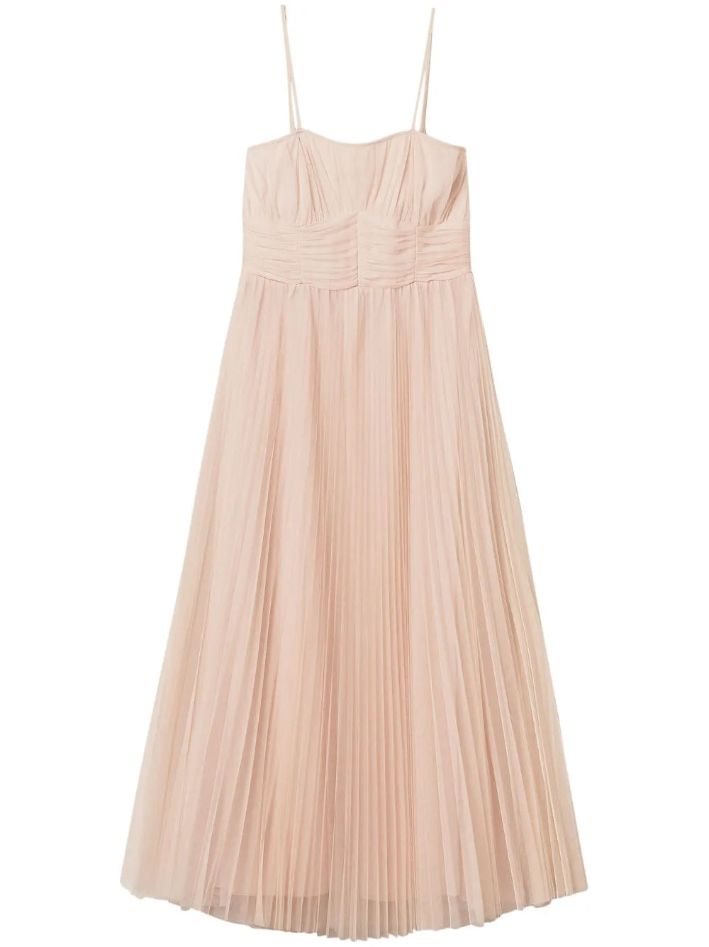 Pleated Tulle Midi Dress