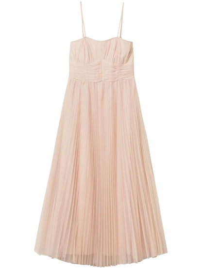 Pleated Tulle Midi Dress
