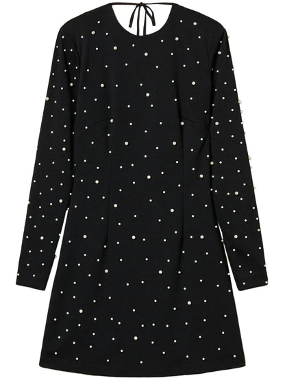 Pearl-Detailing Mini Dress