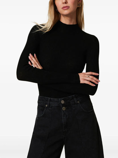 High-Neck Seamless Sweater