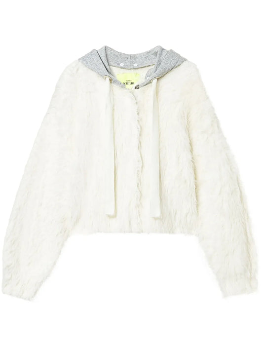 Knitted Hooded Bomber Jacket