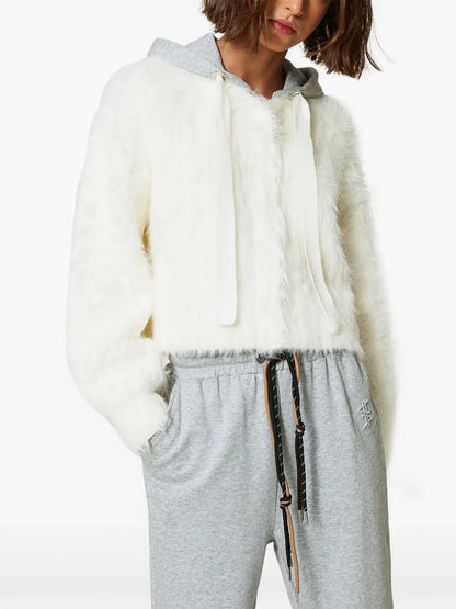 Knitted Hooded Bomber Jacket