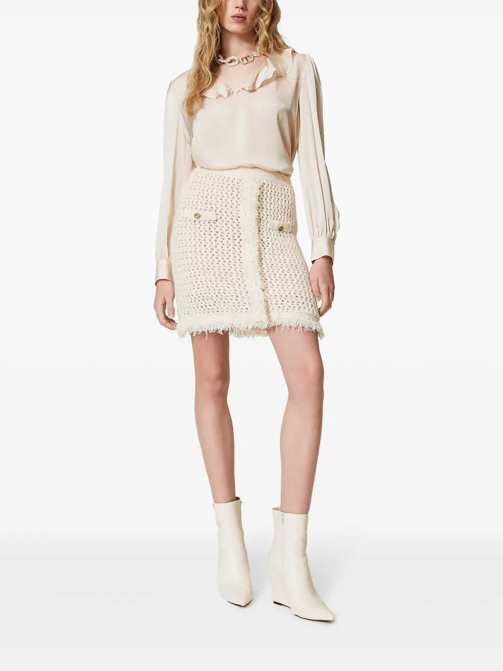 Mesh-Knit Miniskirt