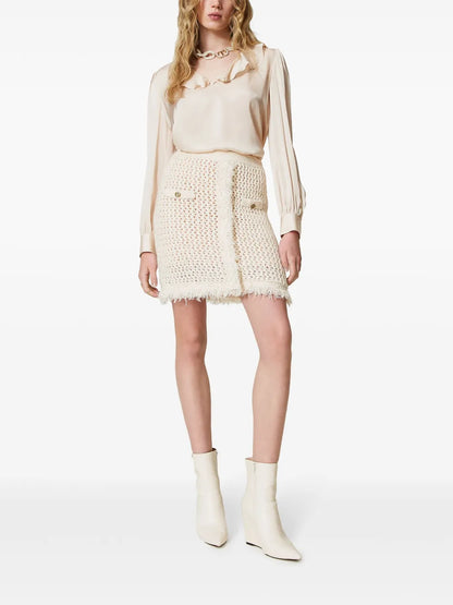 Mesh-Knit Miniskirt