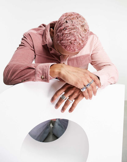 90S Oversized Colour Block Cord Shirt