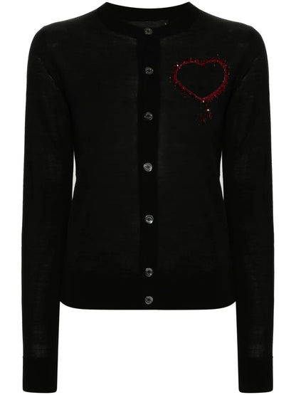 Beaded-Heart Cardigan