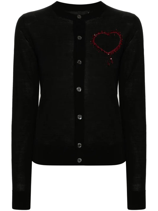 Beaded-Heart Cardigan