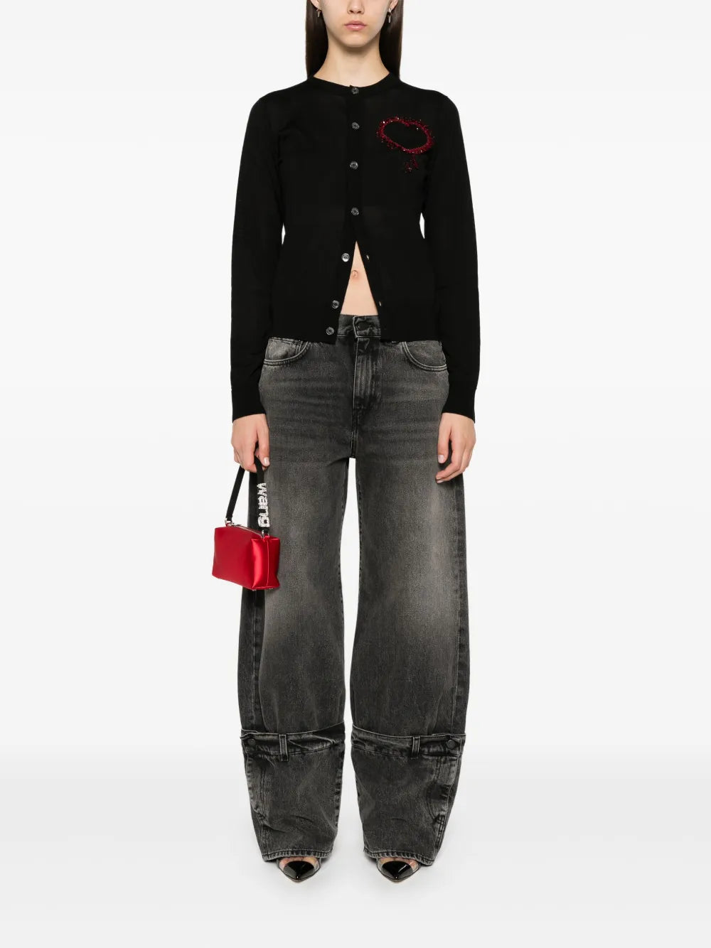 Beaded-Heart Cardigan
