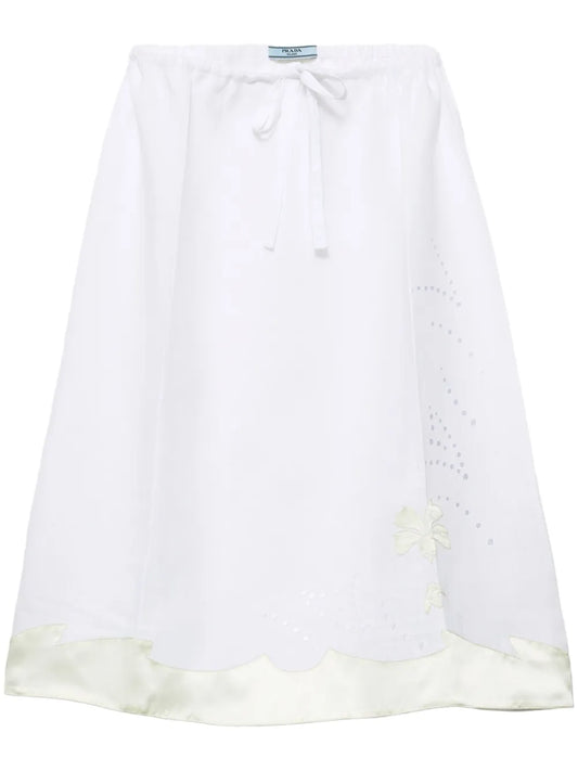 Embroidered Linen Skirt