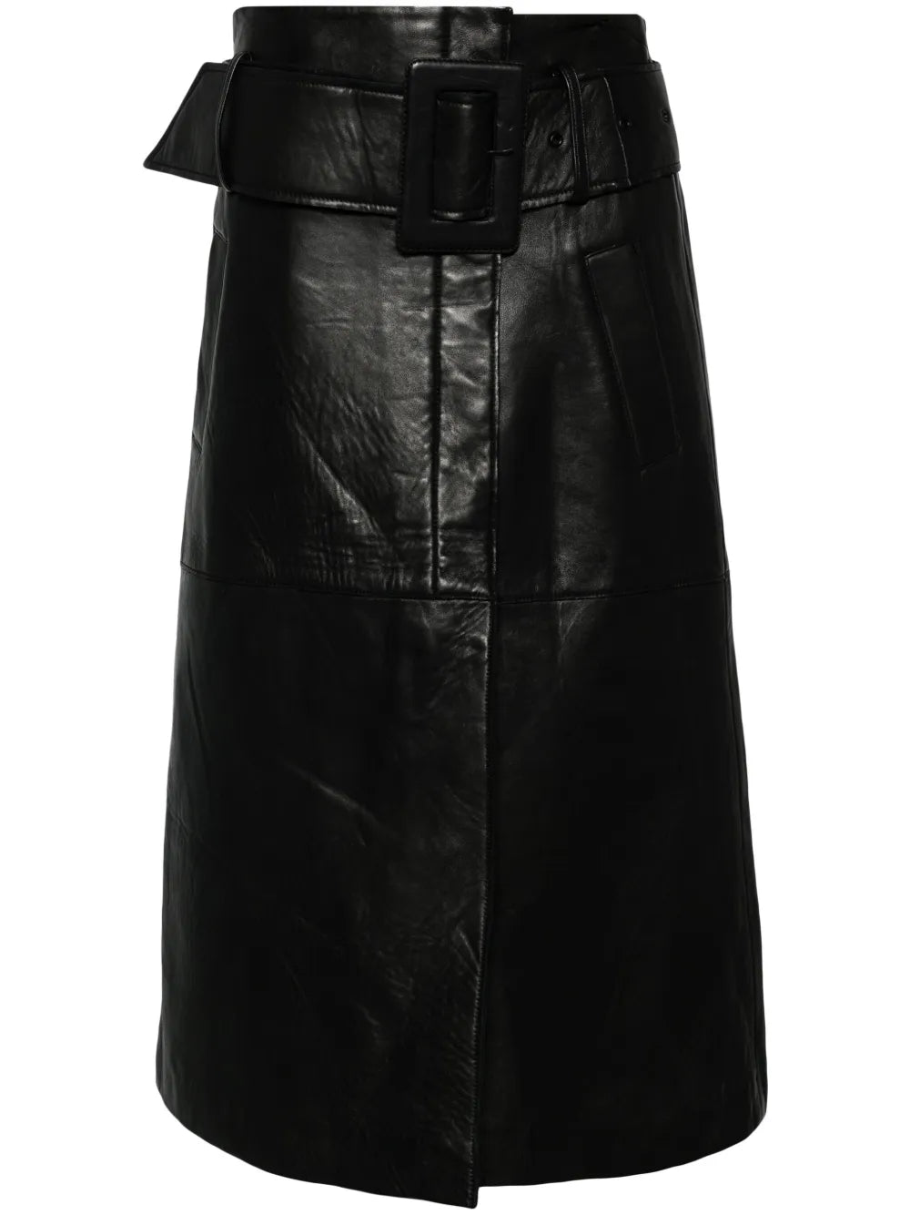 Bonded Leather Midi Skirt