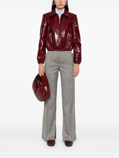 Herringbone-Pattern Striped Trousers