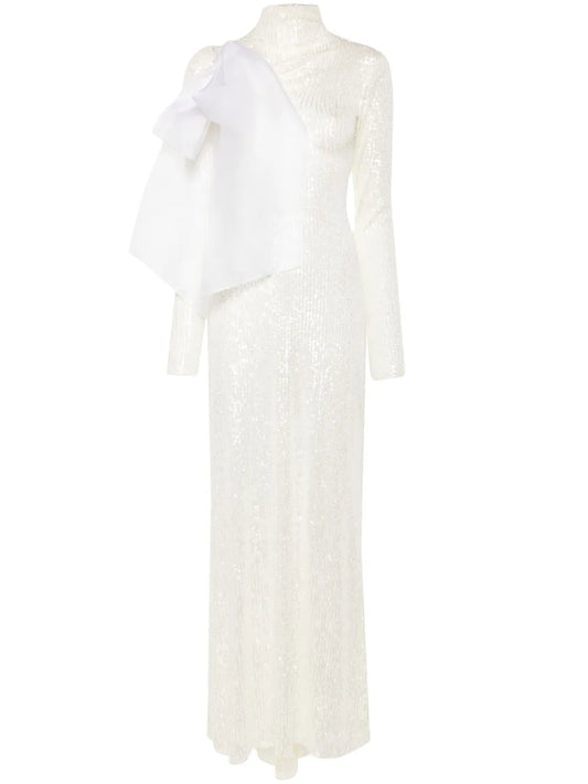 Draped-Detail Maxi Dress