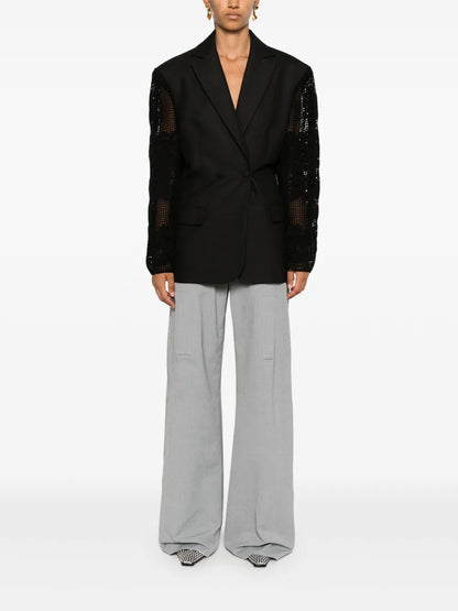 Crochet-Panel Blazer