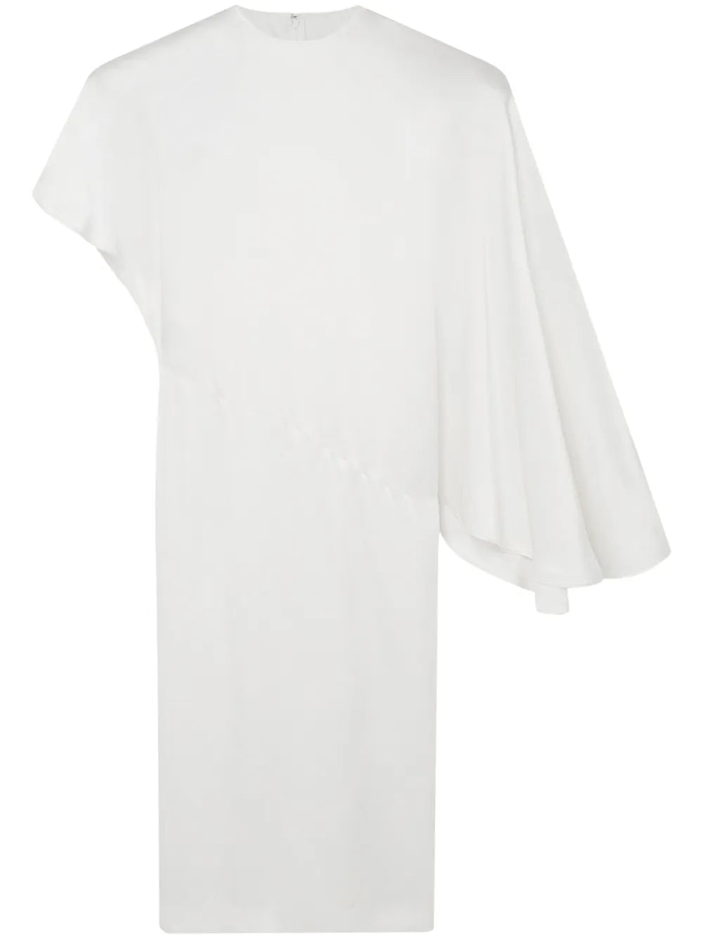Padded-Shoulder Asymmetric Midi Dress