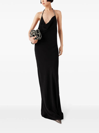 Crystal-Embellished Halterneck Dress