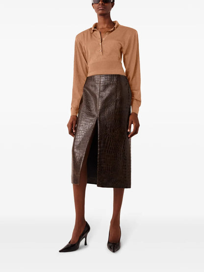 Crocodile Embossed Midi Skirt