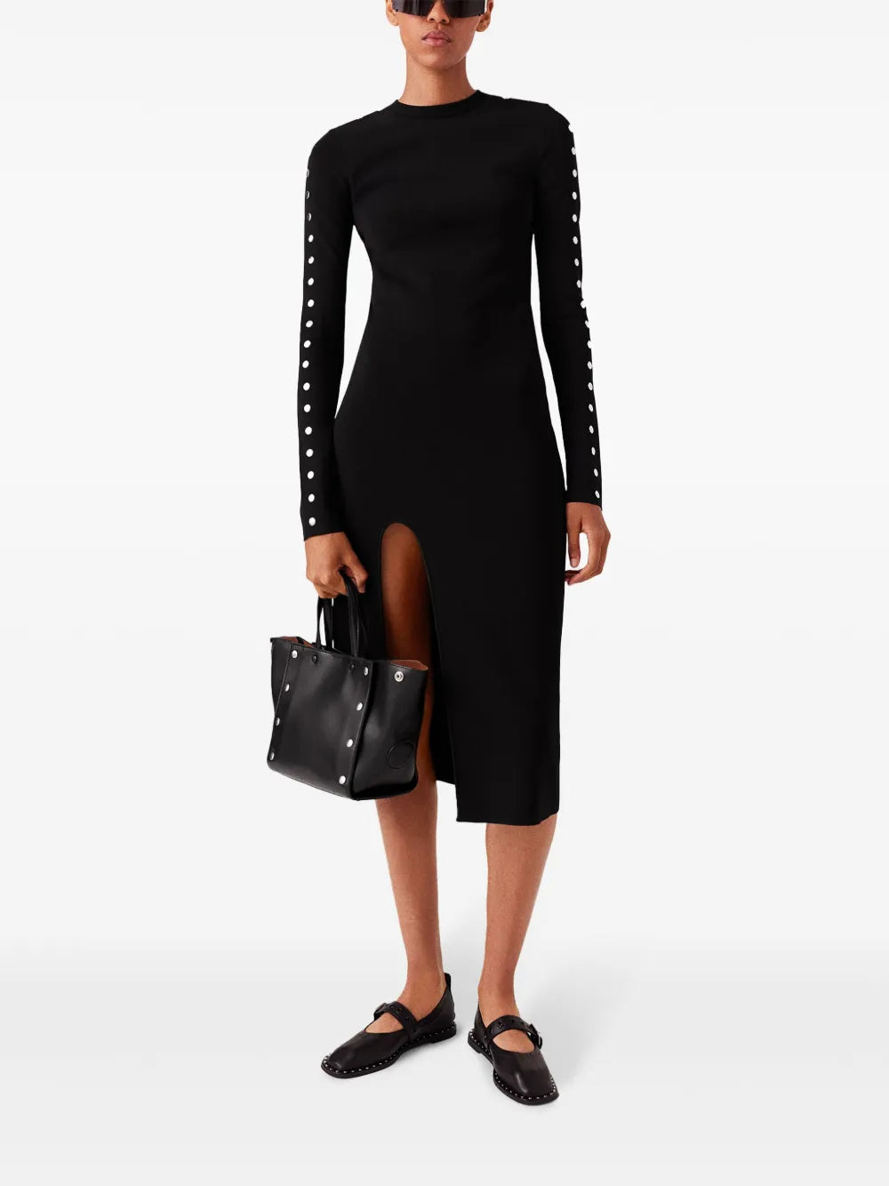 Long-Sleeve Leg-Slit Dress