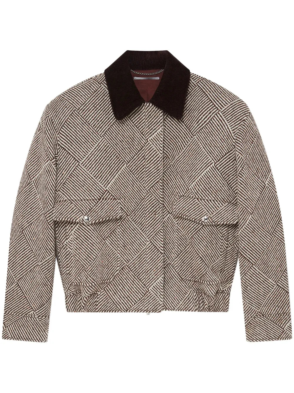 Corduroy-Collar Tweed Jacket