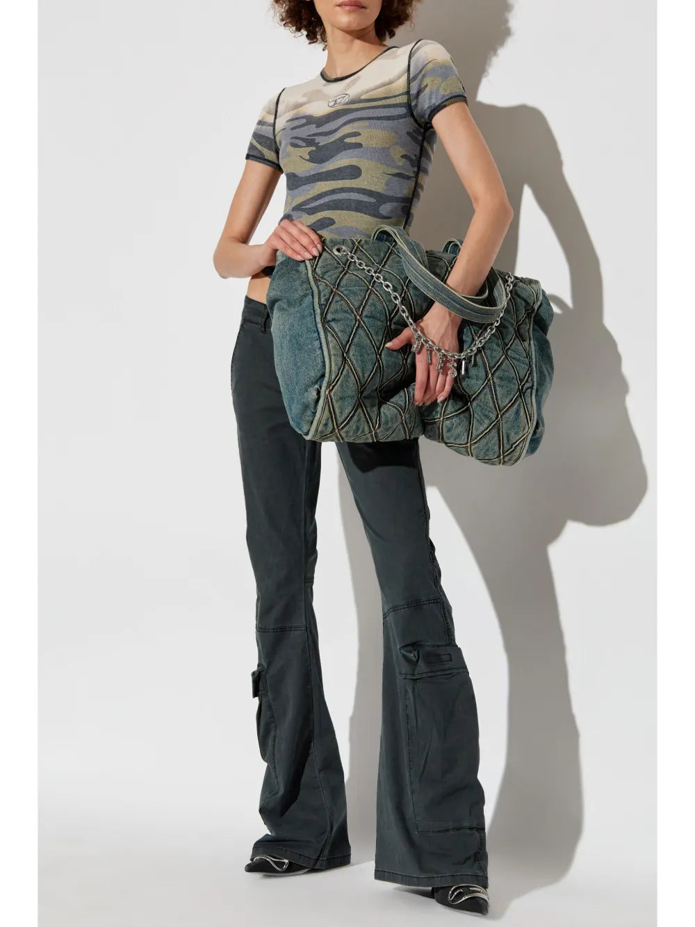 Low-Rise Cotton Flared Trousers
