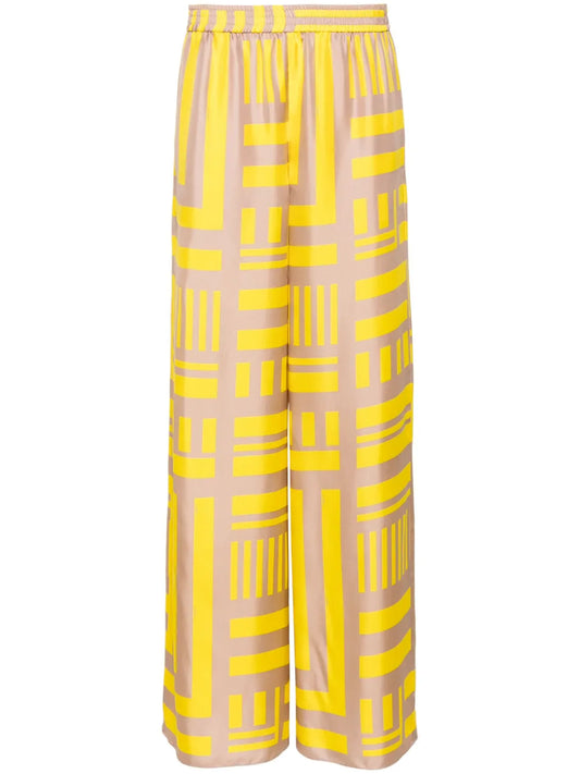 Ff Labyrinth-Print Silk Trousers