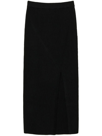 Ribbed-Knit Midi Skirt