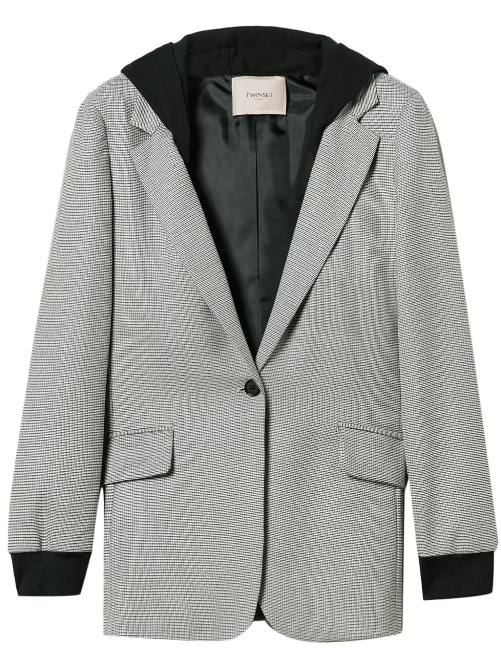 Hooded Houndstooth Blazer