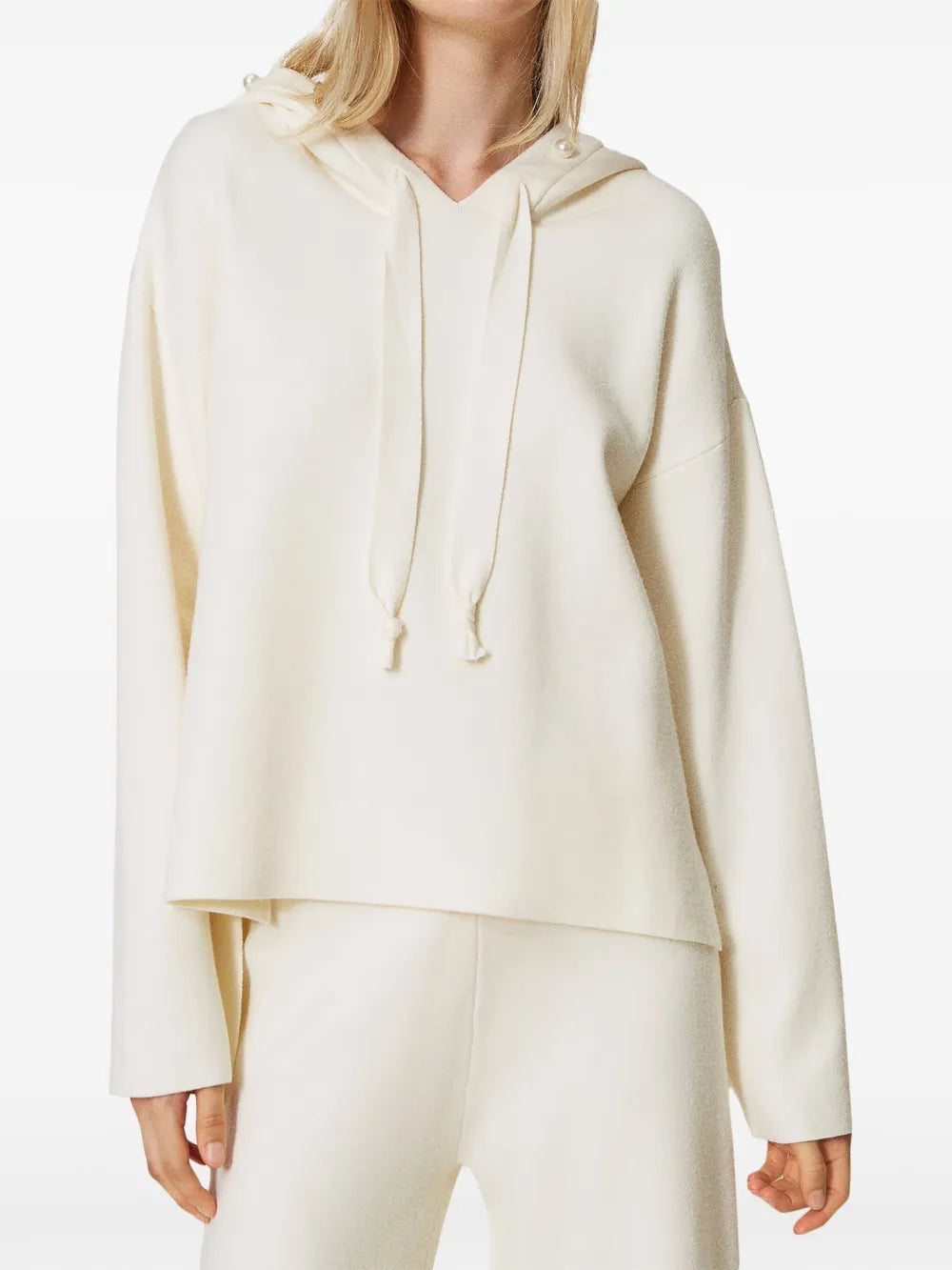 Faux-Pearl Embellished Hoodie