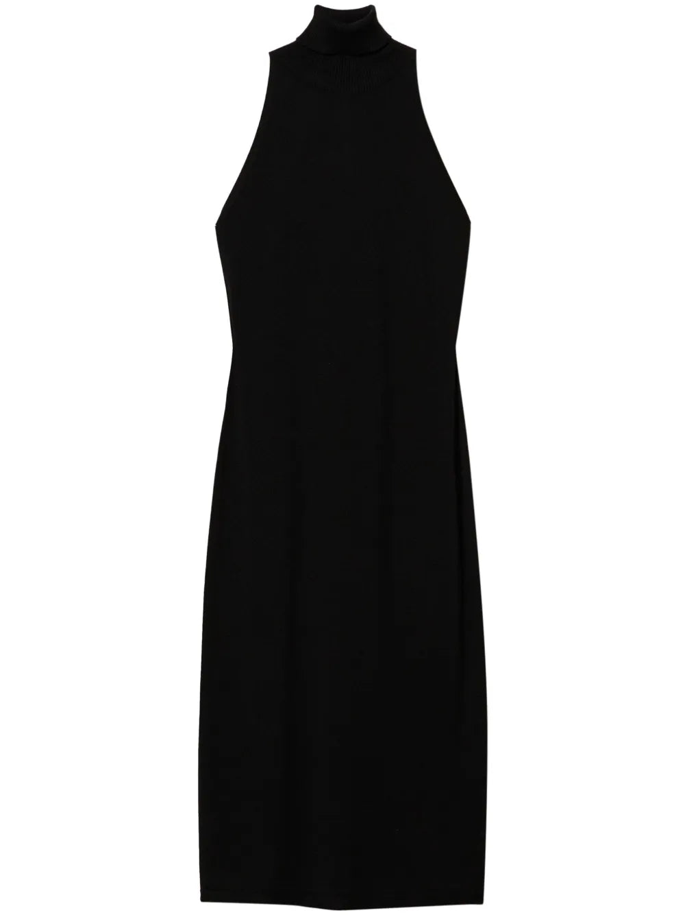 Halterneck Rib-Knit Midi Dress