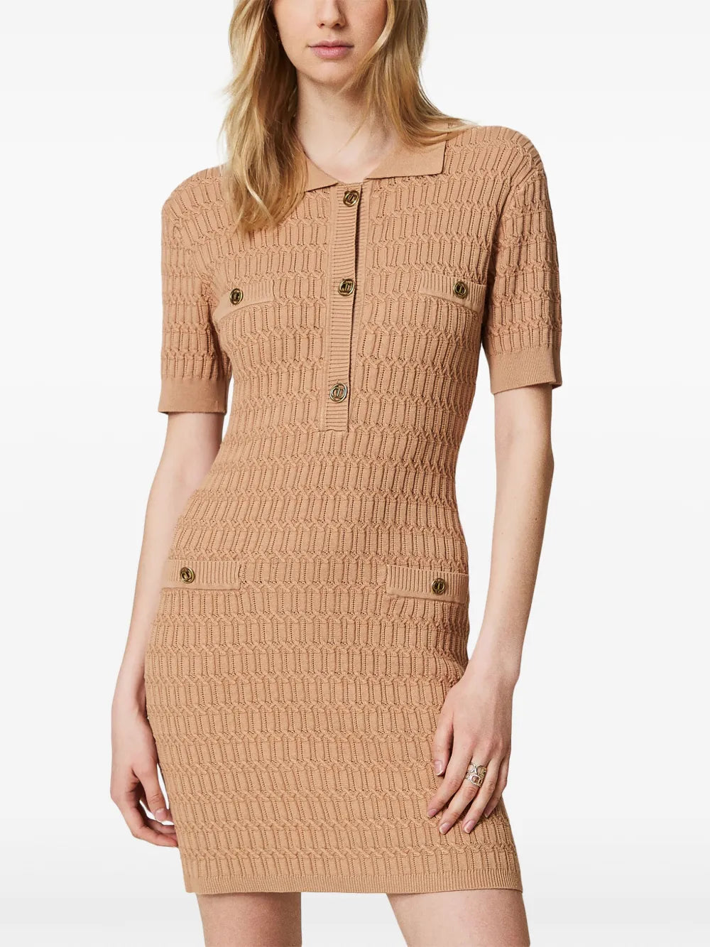 Button-Up Knit Minidress