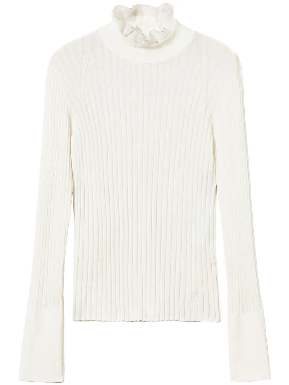 Ruffle-Detail Ribbed Jumper