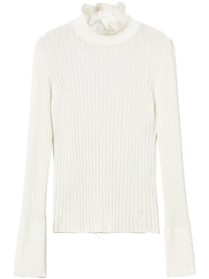 Ruffle-Detail Ribbed Jumper